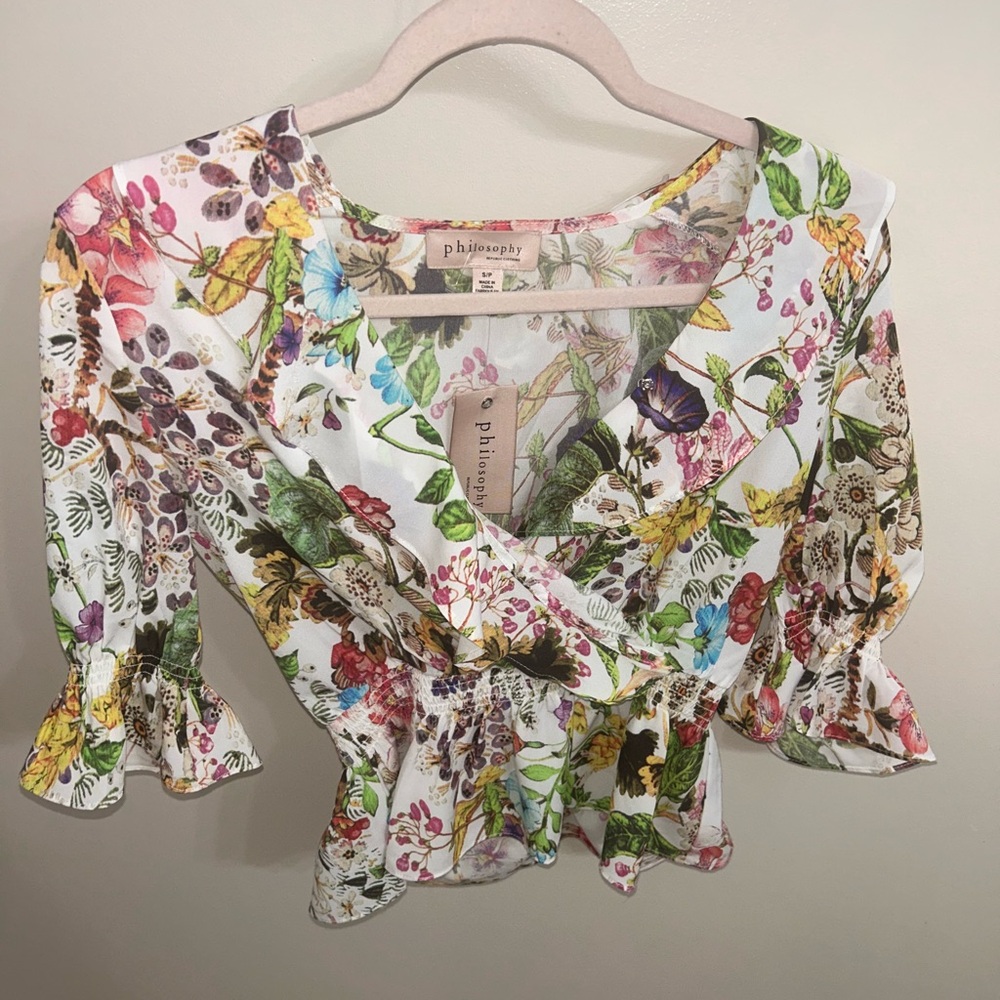 NWT Philosophy Colorful Floral Women's Blouse
